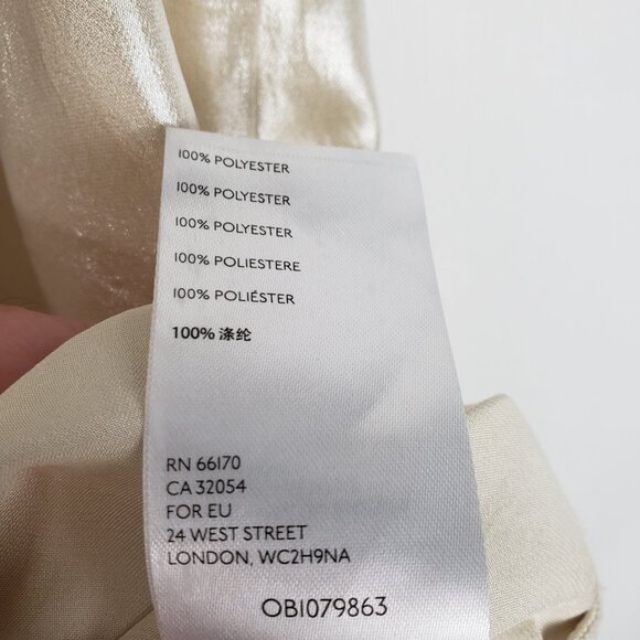 Anthropologie Maeve Romilly Blouse Champagne Mock Neck Sleeveless Button Back 10 - Picture 8 of 11